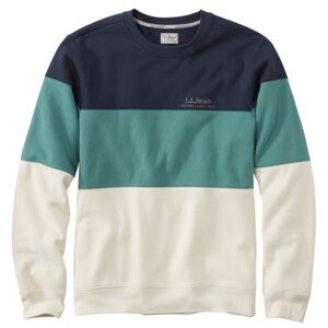 L.L. Bean Men's Crewneck Sweater - Teal, Navy, and Cream
